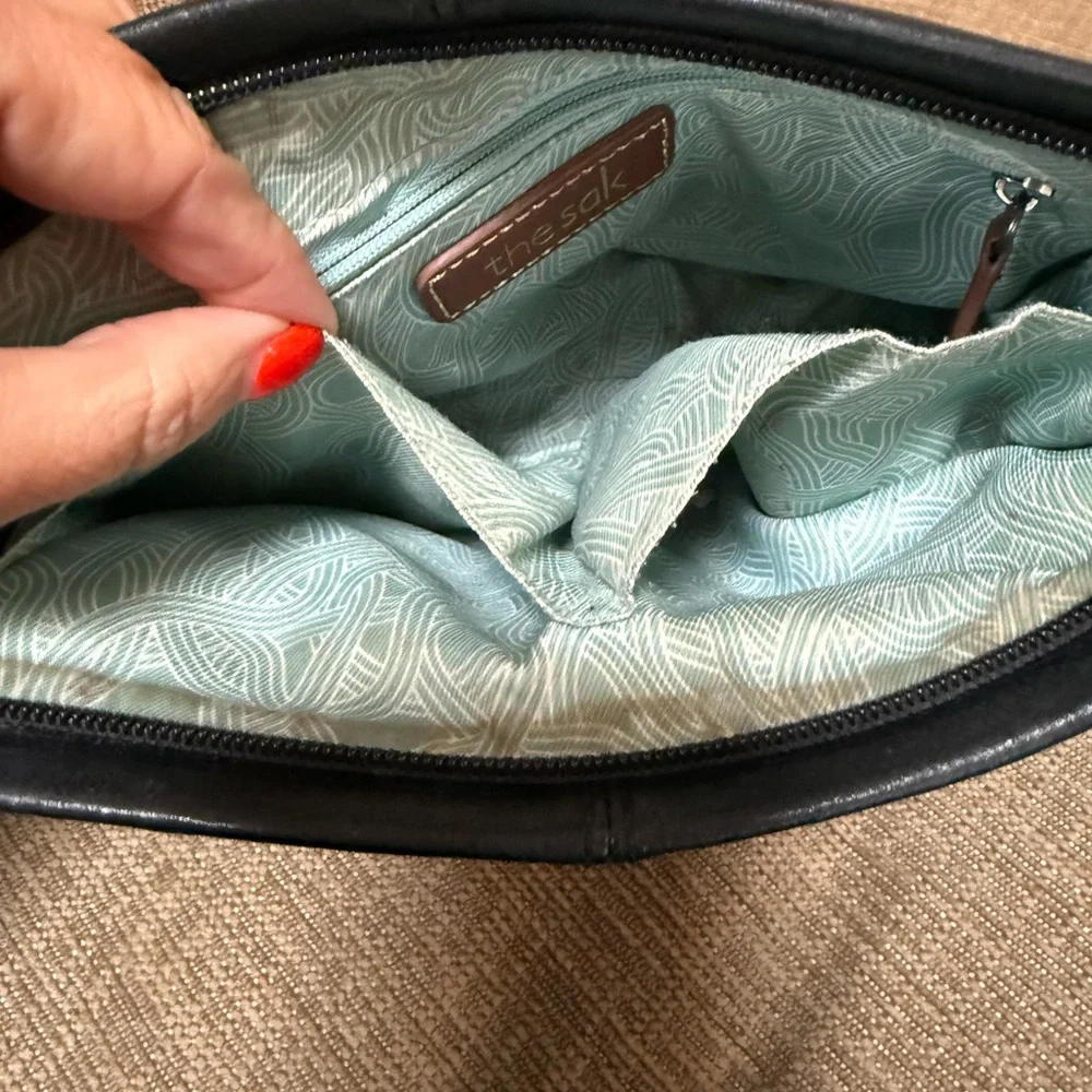The Sak Black Leather Iris Demi-Clutch Bag